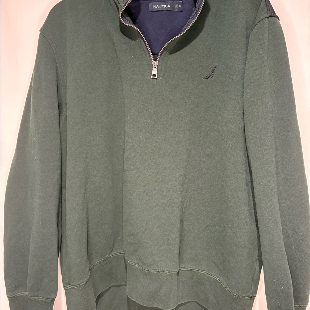 Nautica Men's Green Half-Zip Sweater